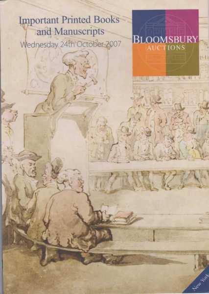 Image for Important Printed Books and Manuscripts, Wednesday 24th October, 2007. Sale NY2