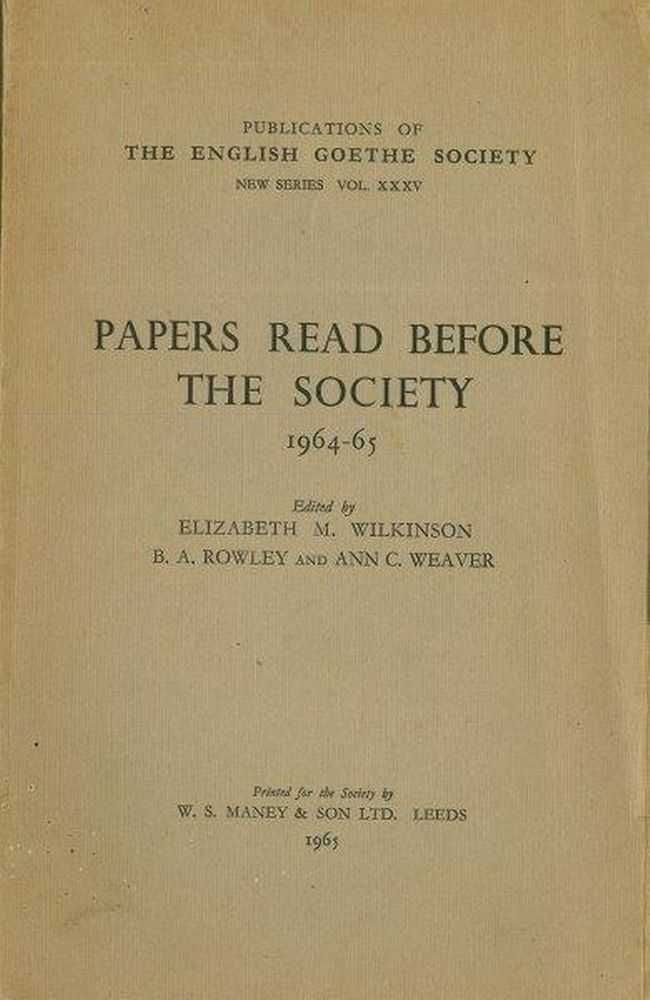 Image for Papers Read before The Society 1964-65 [Publications of The English Goethe Society New Series XXXV]