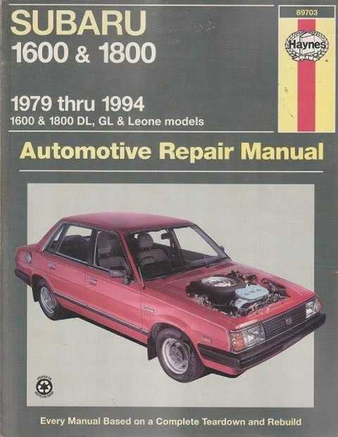 Image for Subar 1600 & 1800 1979 thru 1994 1600 & 1800 DL, GL & Leone Models