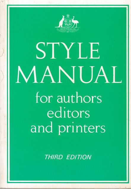 Image for Style Manual for Authors, Editors and Printers of Australian Government Publications