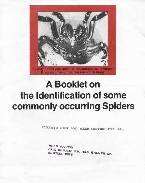 Image for A Booklet on the Identification of some Commonly Occurring Spiders