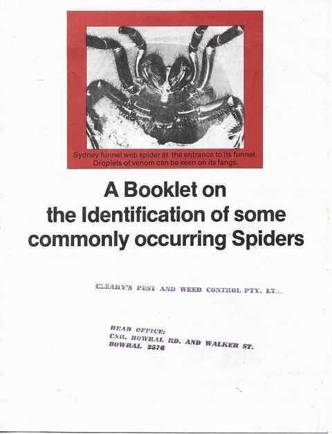 Image for A Booklet on the Identification of some Commonly Occurring Spiders